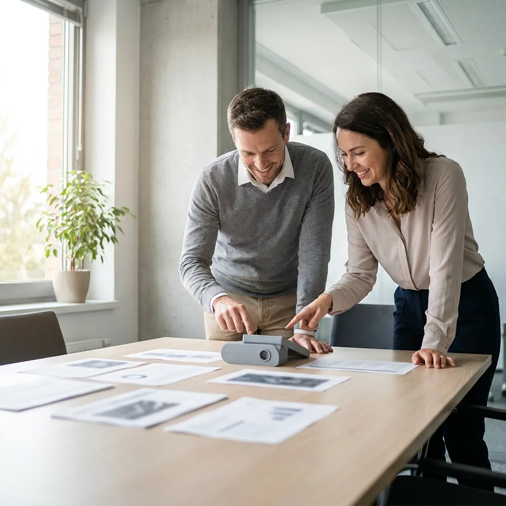 Reviewing product samples and channel strategy documents